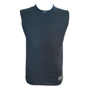 Nike Vintage Basketball Sleeveless Tee Shirt Swoosh Black 100% Cotton Athleisure